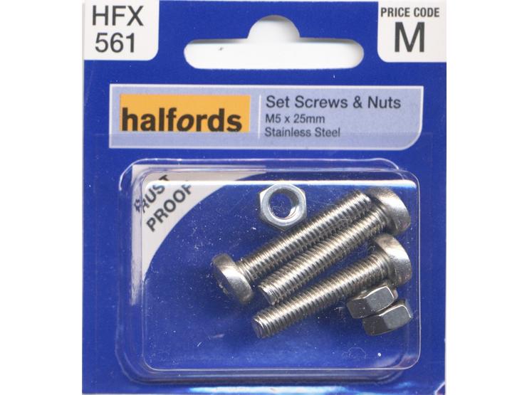 Halfords Set Screws and Nuts M5 x 25mm