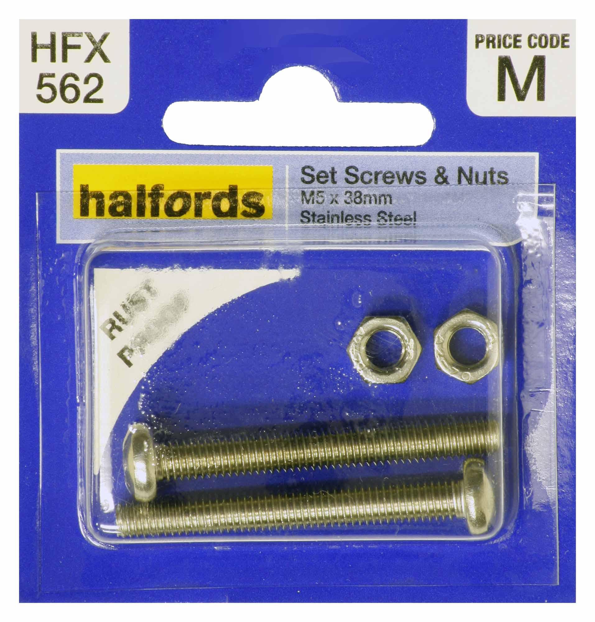 Halfords Set Screws And Nuts M5 X 38Mm
