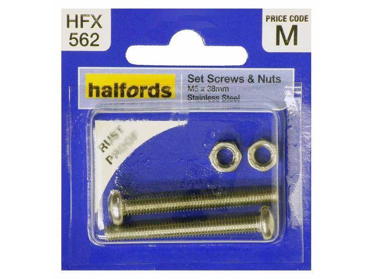 Halfords Set Screws and Nuts M5 x 38mm