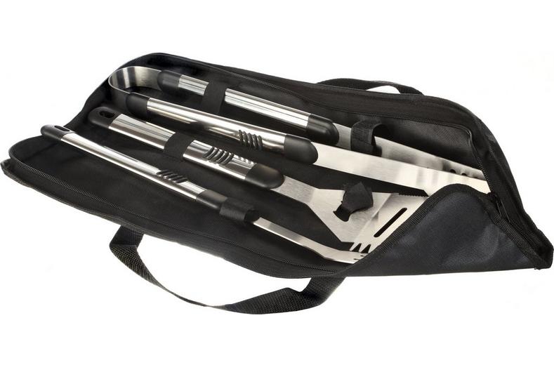 Halfords 3pc Long Handled BBQ Tool Set with Storage Case Halfords 3pc Long Handled BBQ Tool Set with Storage Case