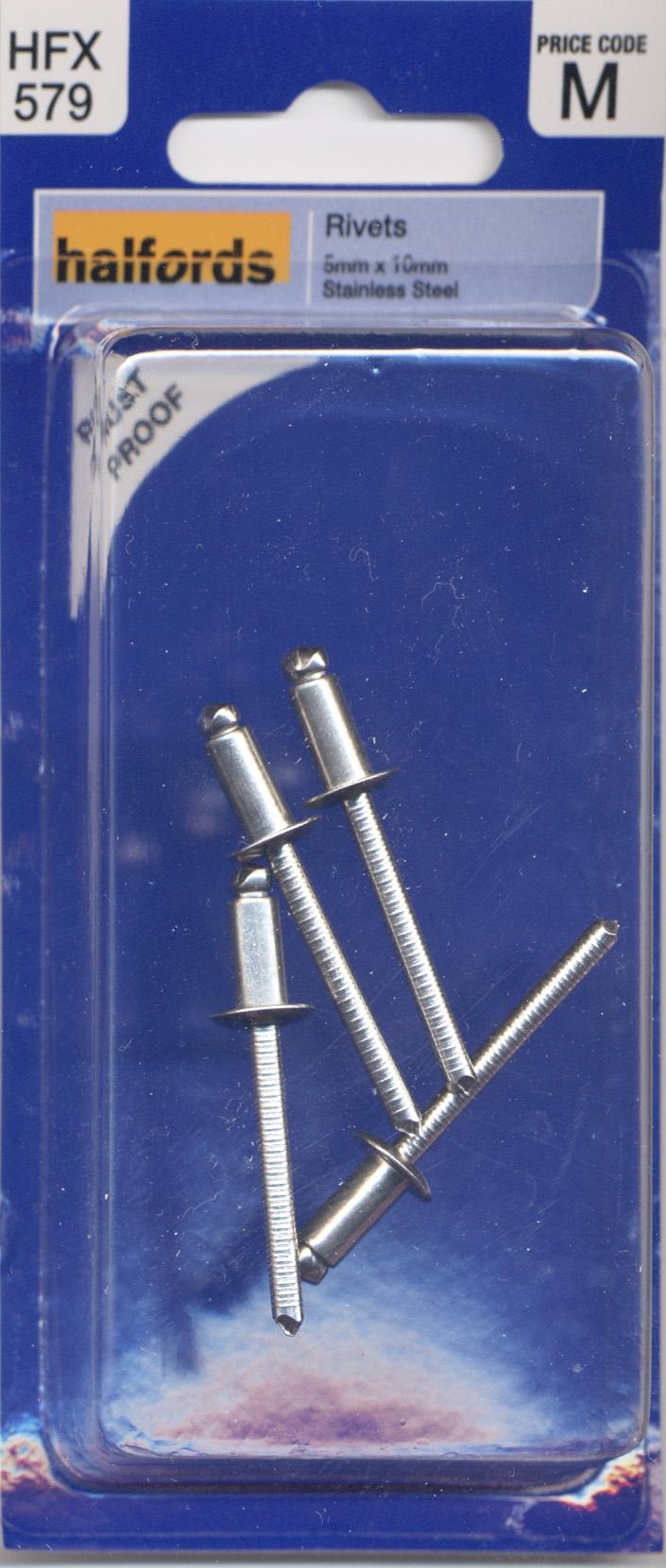 Halfords Stainless Steel Rivets 5mmx10mm Halfords UK