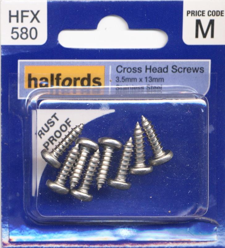 Halfords Cross Head Screws 3.5Mmx13Mm