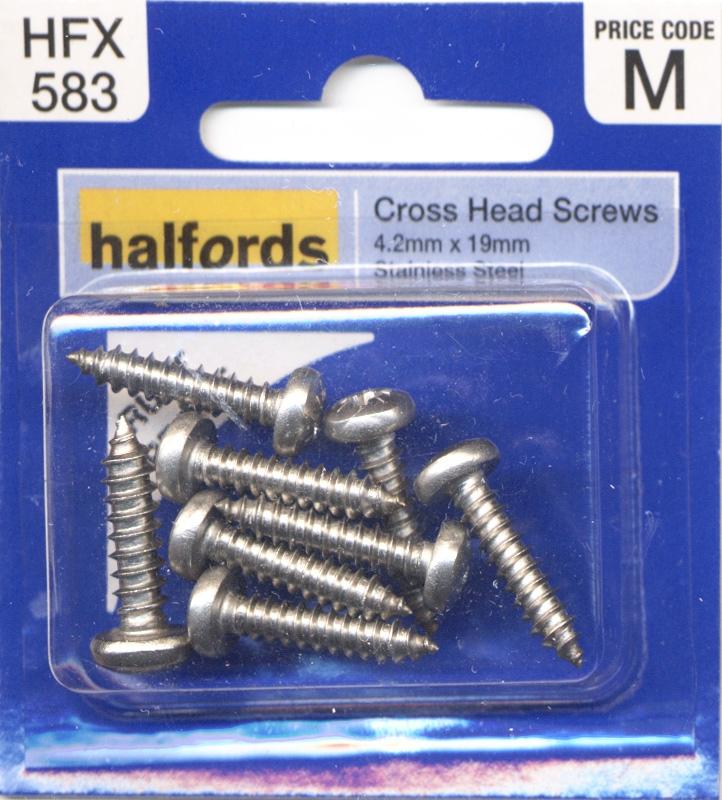 Halfords Cross Head Screws 4.2Mmx19Mm