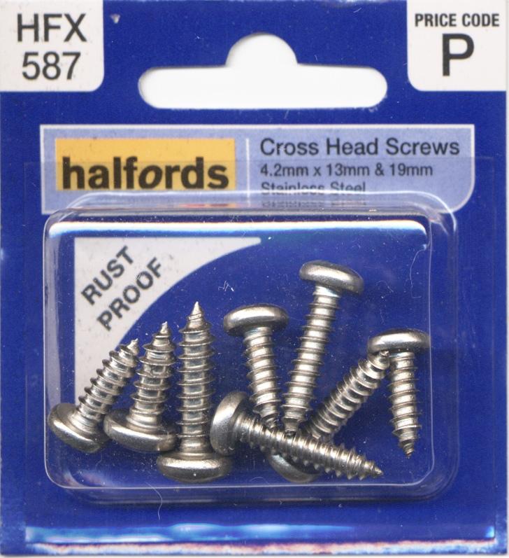Halfords Cross Head Screws 4.2Mmx13Mm & 19Mm