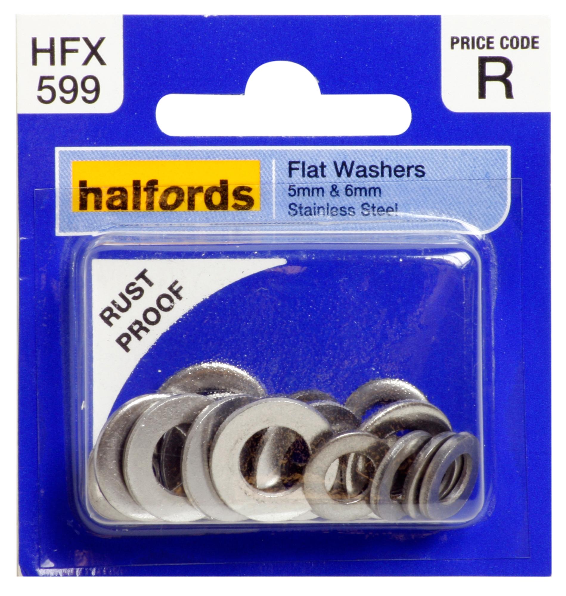 Halfords Assorted Flat Washers 5&6Mm