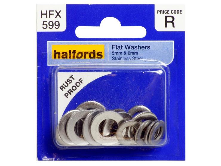 Halfords Assorted Flat Washers 5&6mm