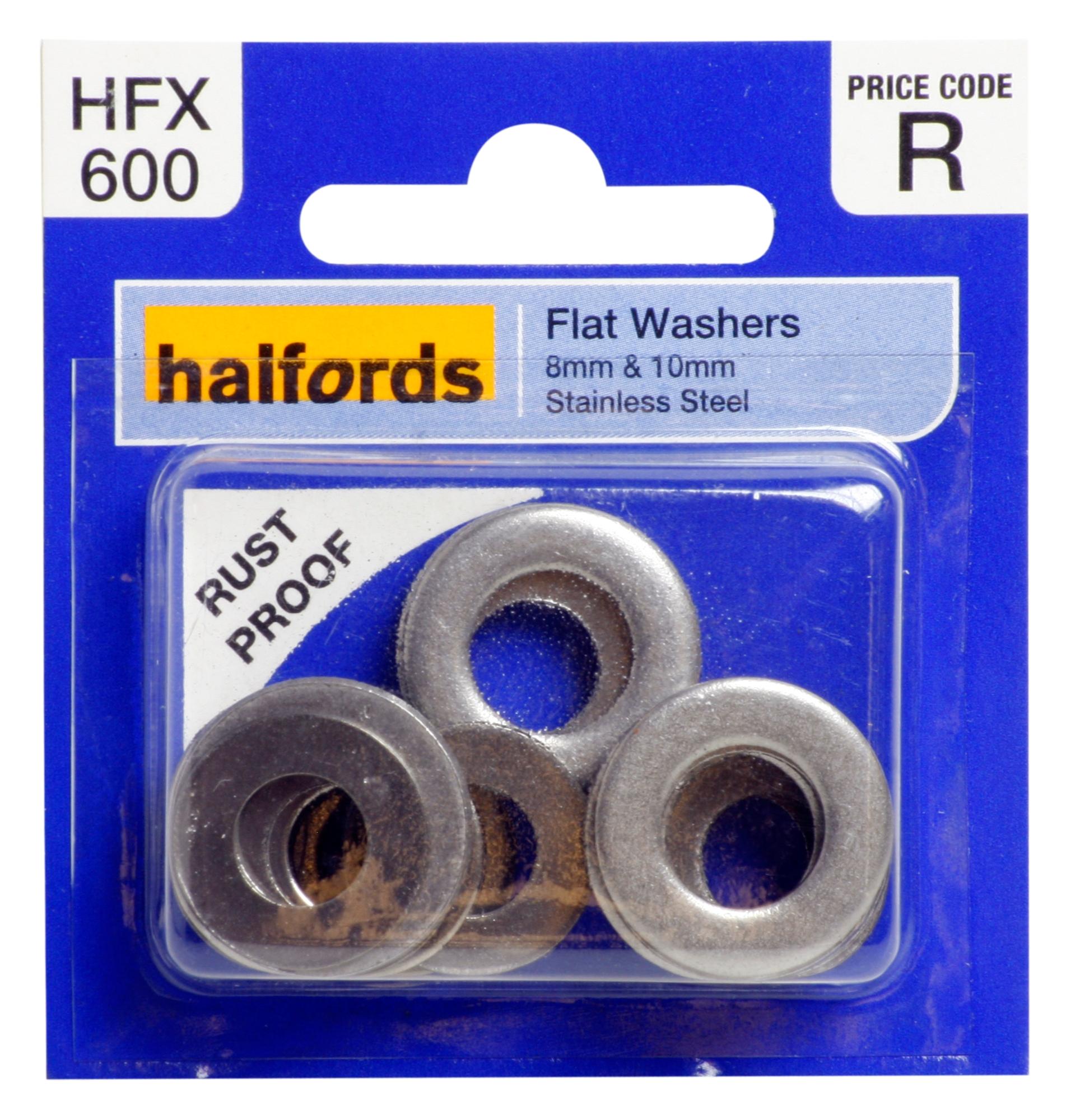 Halfords Assorted Flat Washers 8&10Mm