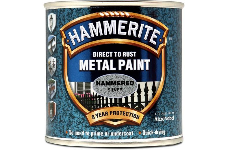 Hammerite Direct to Rust Metal Paint Hammered Silver 250ml Hammerite Direct to Rust Metal Paint Hammered Silver 250ml
