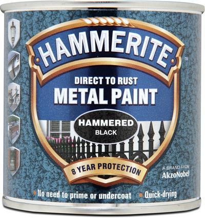 Hammerite Direct to Rust Metal Paint Hammered Black 250ml Hammerite Direct to Rust Metal Paint Hammered Black 250ml