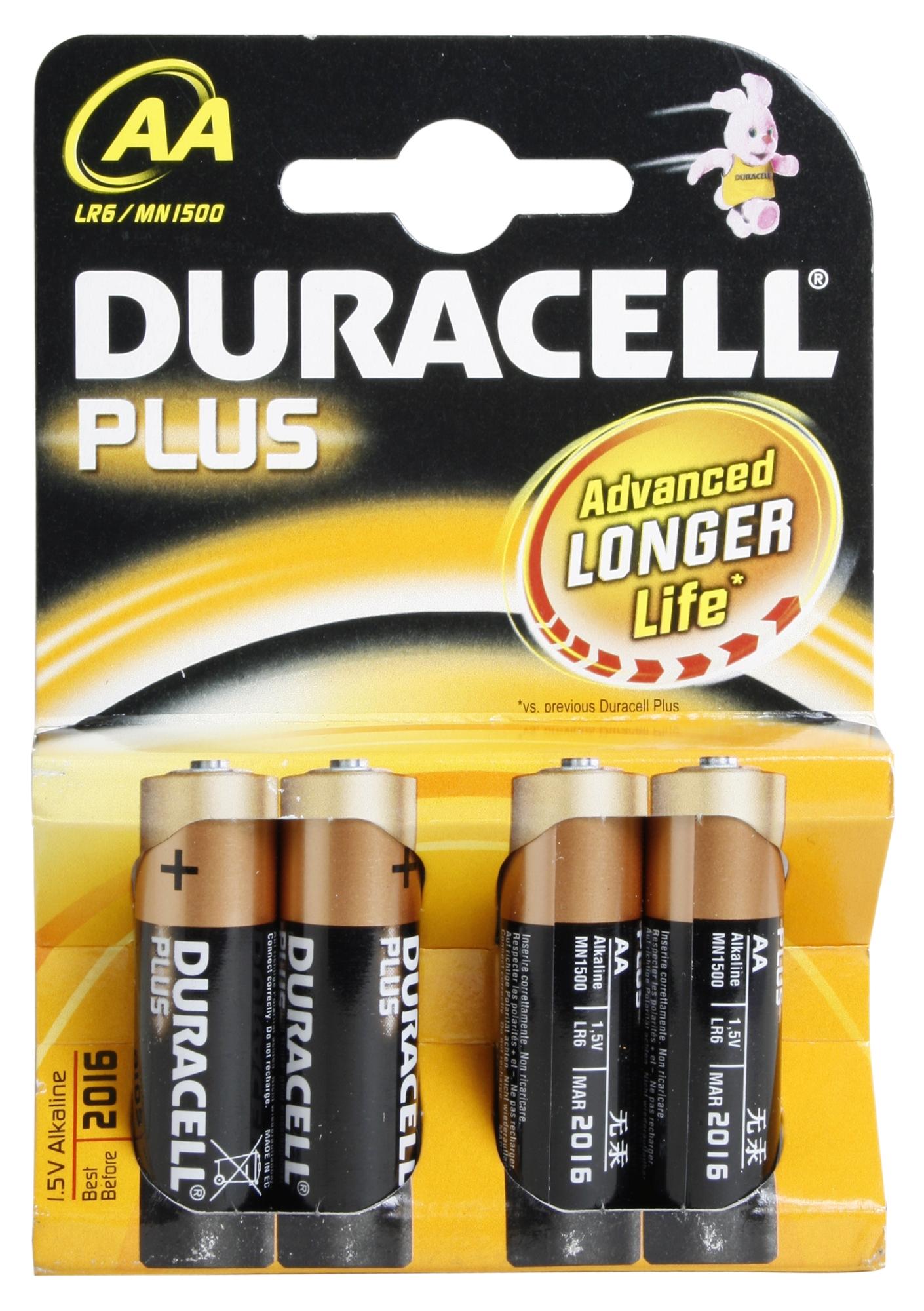 Duracell Plus 4 x AA Batteries Halfords UK