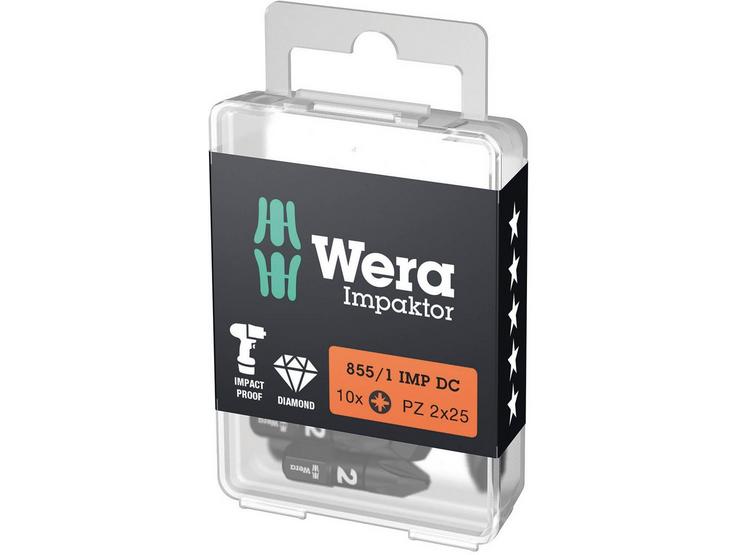 Wera Tools 855/1 IMP DC Bit PZ2/25mm 10pcs