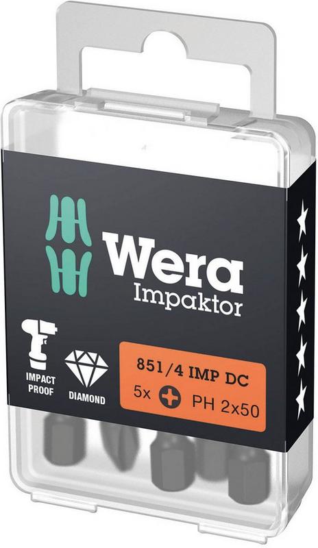 Halfords Wera Tools 851/4 Imp Dc Impaktor Bit Ph2/50 5Pcs | Extra 8% off for BC Members