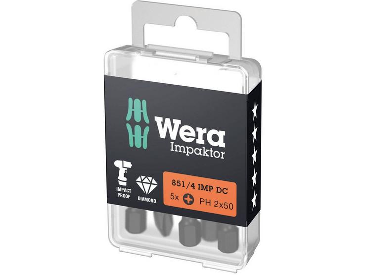 Wera Tools 851/4 IMP DC Impaktor Bit PH2/50 5pcs