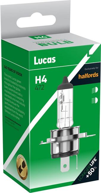 Lucas H4 472 Car Headlight Bulb Single Pack