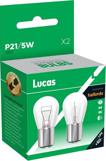 Lucas 380 P21/5W Car Bulb Twin Pack
