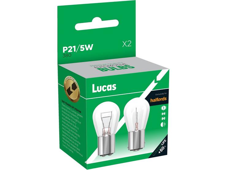 Lucas 380 P21/5W Car Bulb Twin Pack