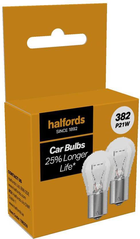 Halfords 382 P21W Car Bulb Twin Pack