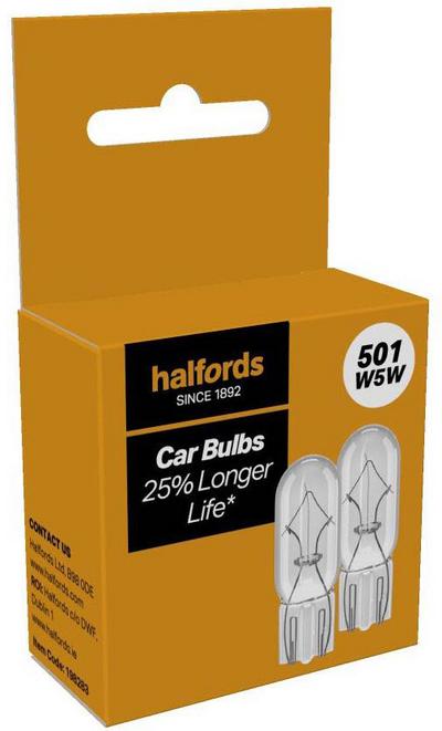 Halfords 501 W5W Car Bulb Twin Pack Halfords 501 W5W Car Bulb Twin Pack