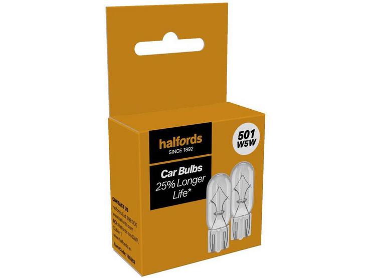 Halfords 501 W5W Car Bulb Twin Pack