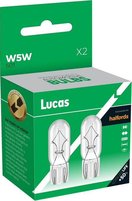 Lucas 501 W5W Car Bulb Twin Pack Halfords UK