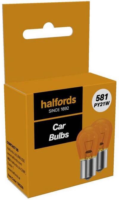 Halfords 581 PY21W Car Bulb Twin Pack Halfords 581 PY21W Car Bulb Twin Pack
