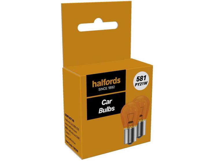 Halfords 581 PY21W Car Bulb Twin Pack