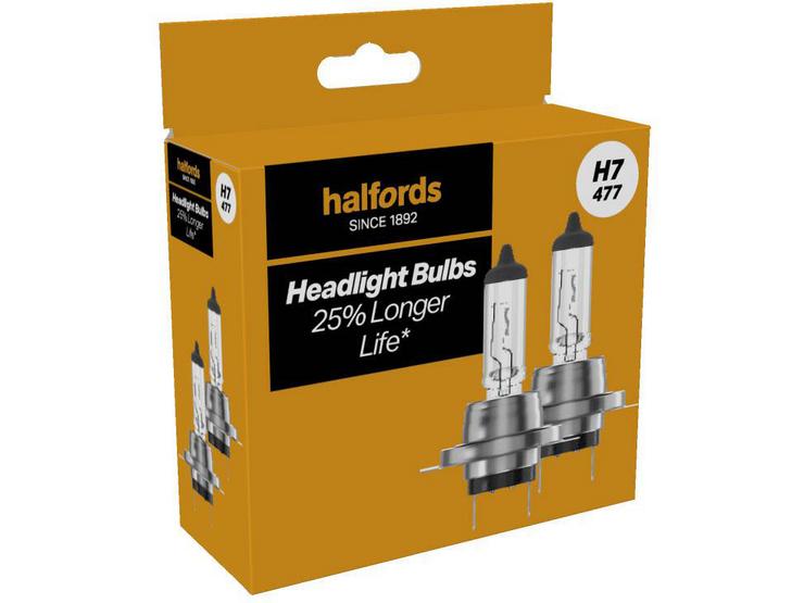 Halfords H7 477 Car Headlight Bulb Twin Pack