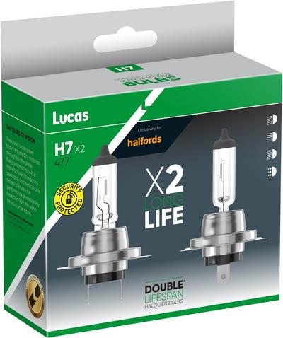 Lucas H7 477 Double Lifespan Car Headlight Bulb Twin Pack Lucas H7 477 Double Lifespan Car Headlight Bulb Twin Pack