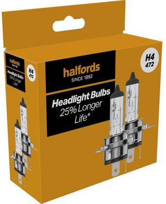 Halfords H4 472 Car Headlight Bulb Twin Pack