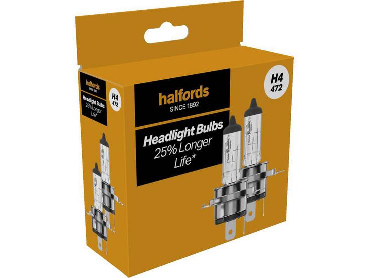 Halfords H4 472 Car Headlight Bulb Twin Pack