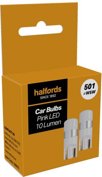 Halfords 501 Pink LED Car Bulb Twin Pack