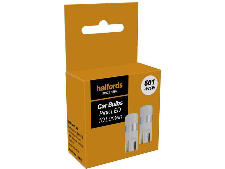 Halfords 501 Pink LED Car Bulb Twin Pack