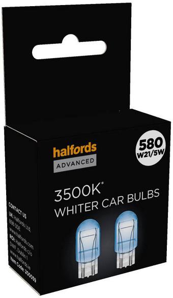 Halfords Advanced 580 W21/5W 3500K Whiter Bulb Twin Pack