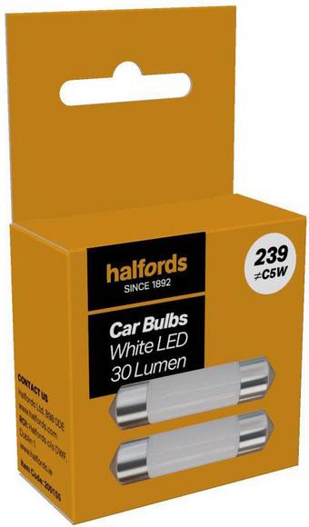 Halfords 239 White LED Car Bulb Twin Pack