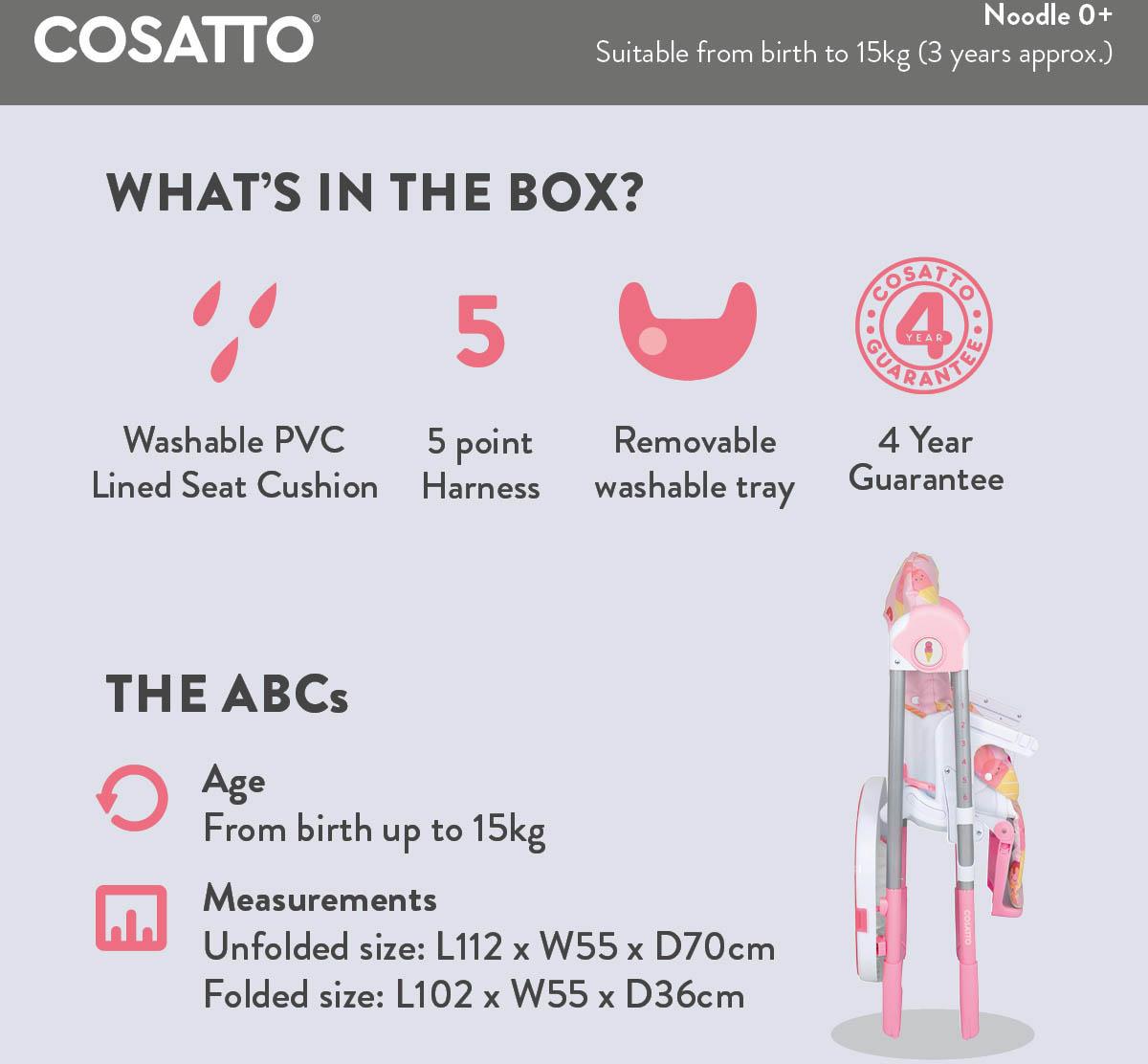 Cosatto Noodle 0+ Highchair Unicorn Garden