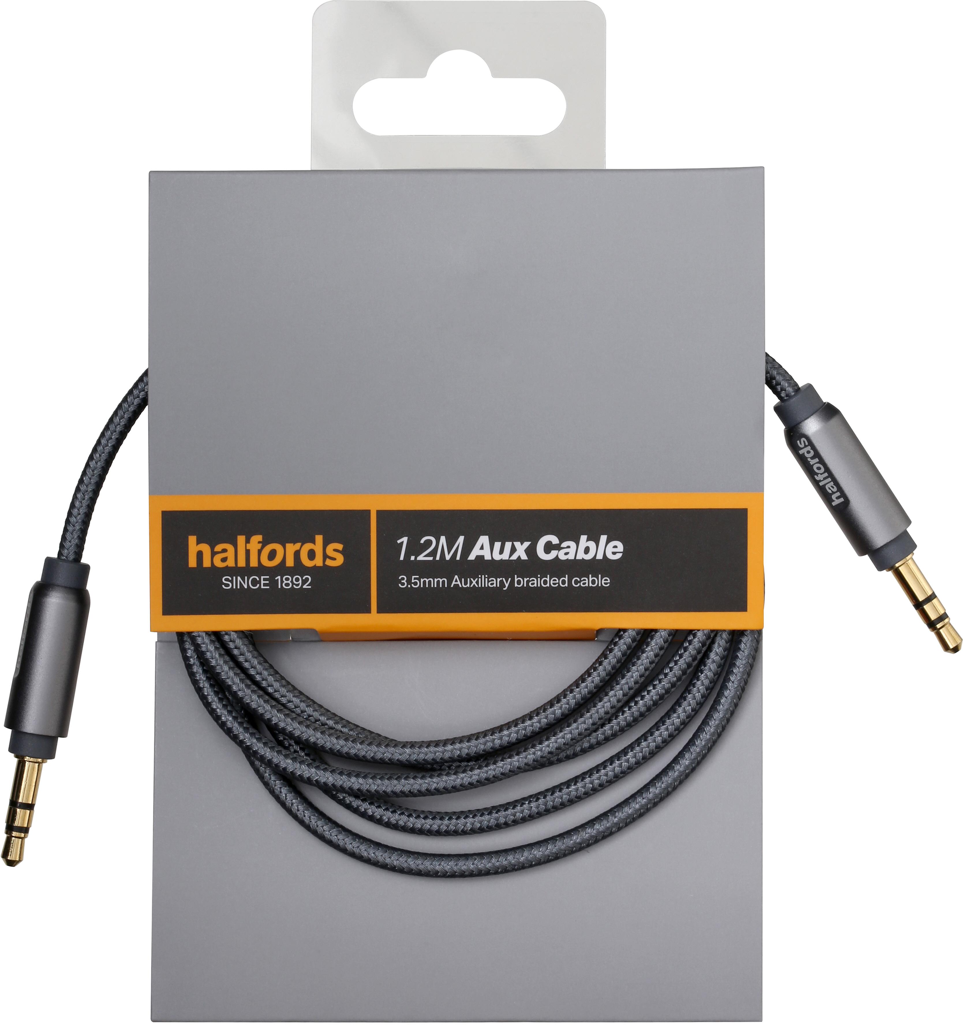 Halfords 1.2M Aux Cable Charcoal