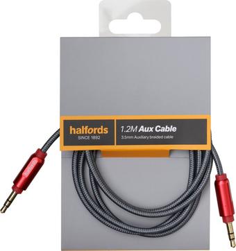 Halfords 1.2M Aux Cable Red/Charcoal