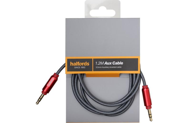 Halfords 1.2M Aux Cable Red/Charcoal Halfords 1.2M Aux Cable Red/Charcoal