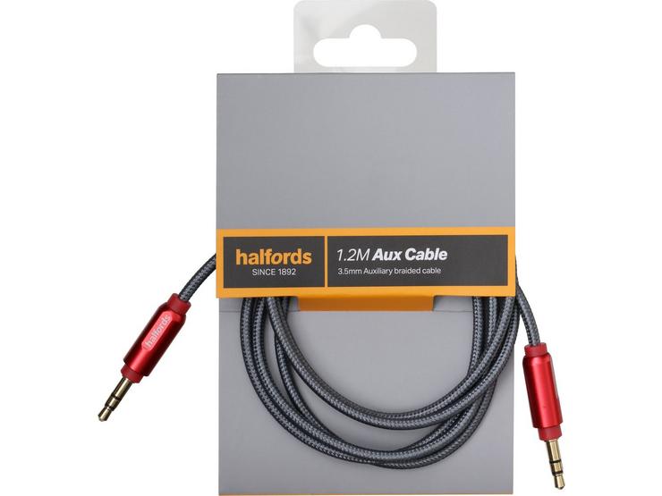 Halfords 1.2M Aux Cable Red/Charcoal