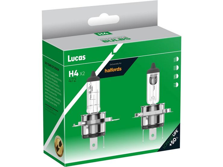 Lucas H4 472 Car Headlight Bulb Twin Pack