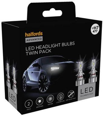Halfords Advanced LEDr H7 477 Headlight Bulb Twin Pack