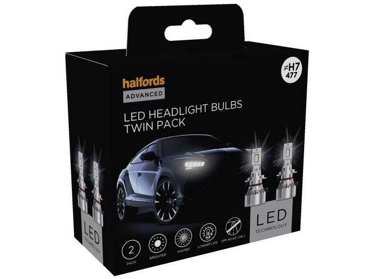Halfords Advanced LEDr H7 477 Headlight Bulb Twin Pack
