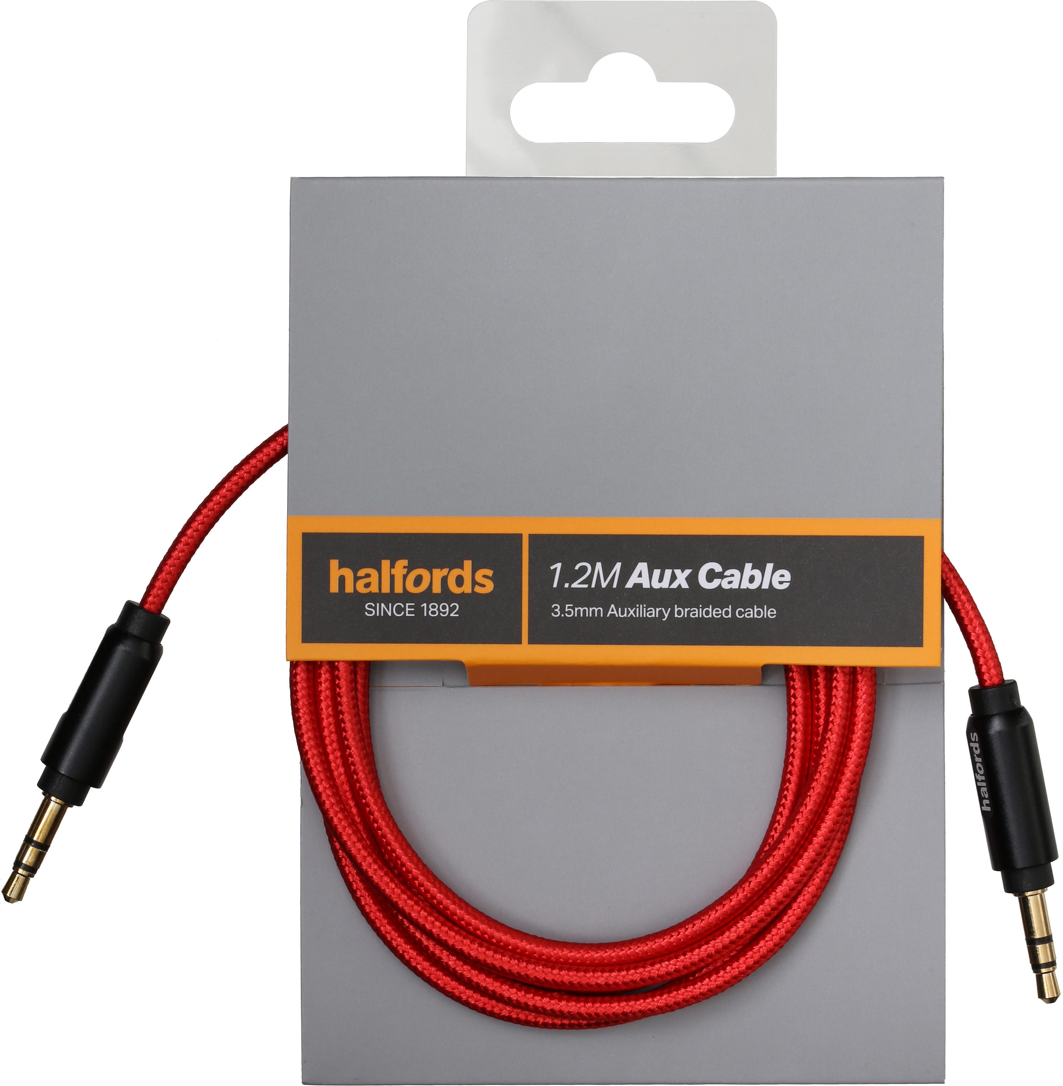 Halfords 1.2M Aux Cable Black/Red