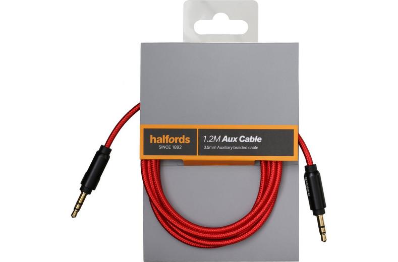 Halfords 1.2M Aux Cable Black/Red Halfords 1.2M Aux Cable Black/Red
