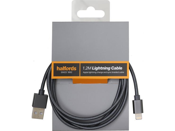 Halfords 1.2M Lightning Cable Charcoal