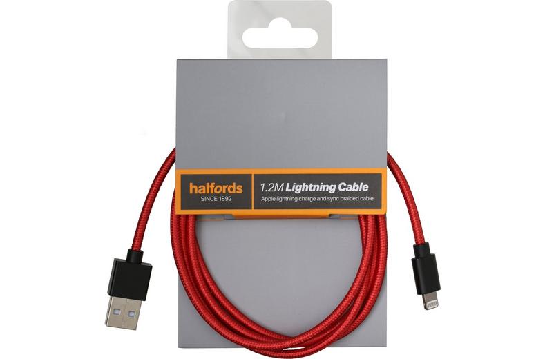 Halfords 1.2M Lightning Cable Black/Red Halfords 1.2M Lightning Cable Black/Red