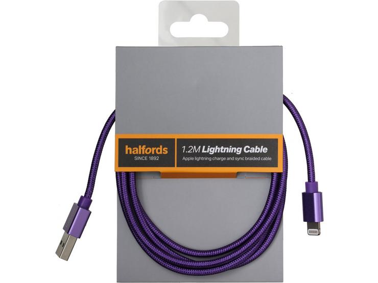 Halfords Lightning Cable 1.2m Purple