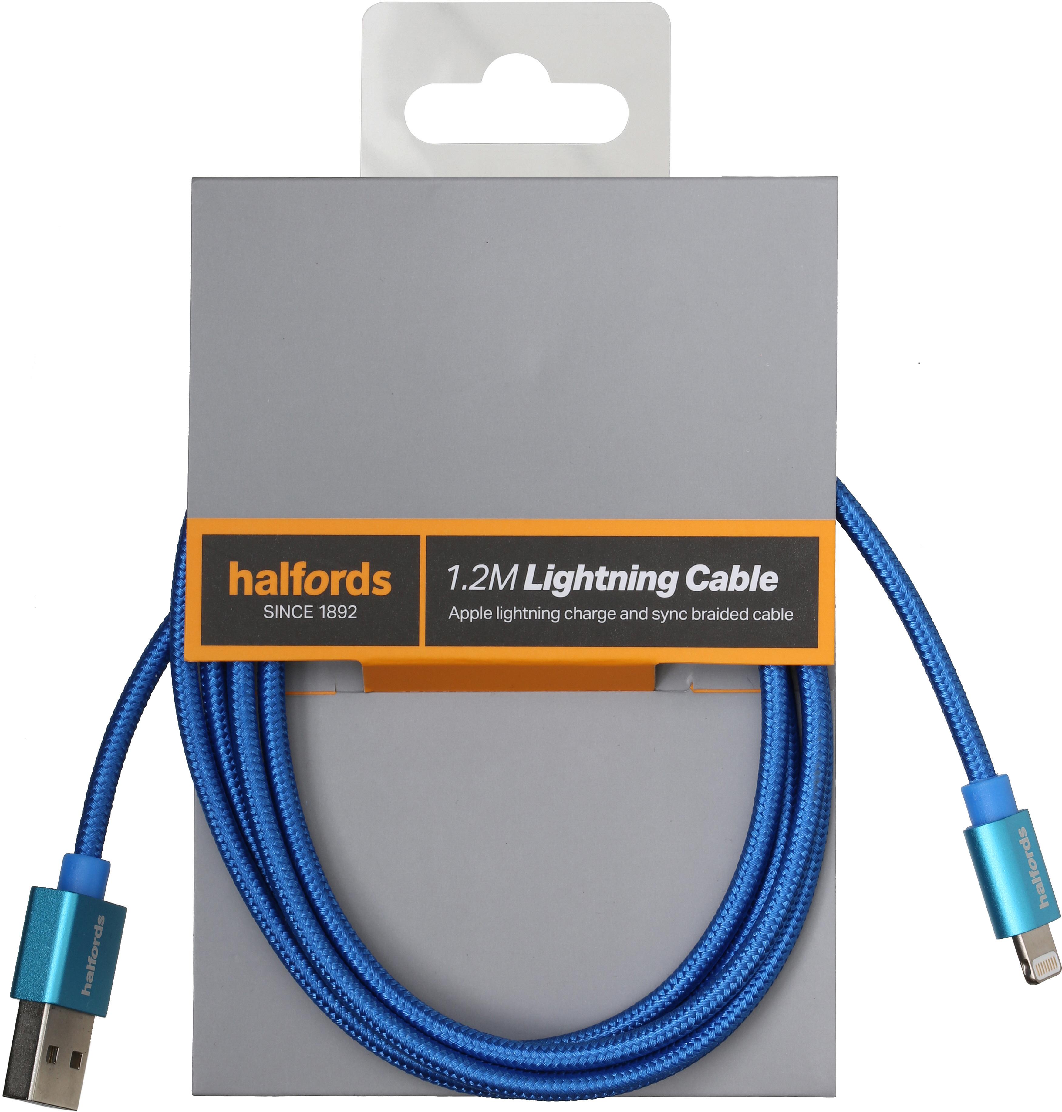 Halfords Lightning Cable 1.2M Blue