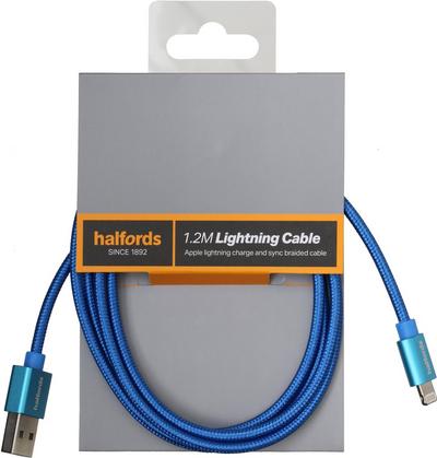 Halfords Lightning Cable 1.2m Blue Halfords Lightning Cable 1.2m Blue