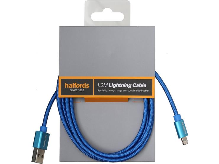 Halfords Lightning Cable 1.2m Blue